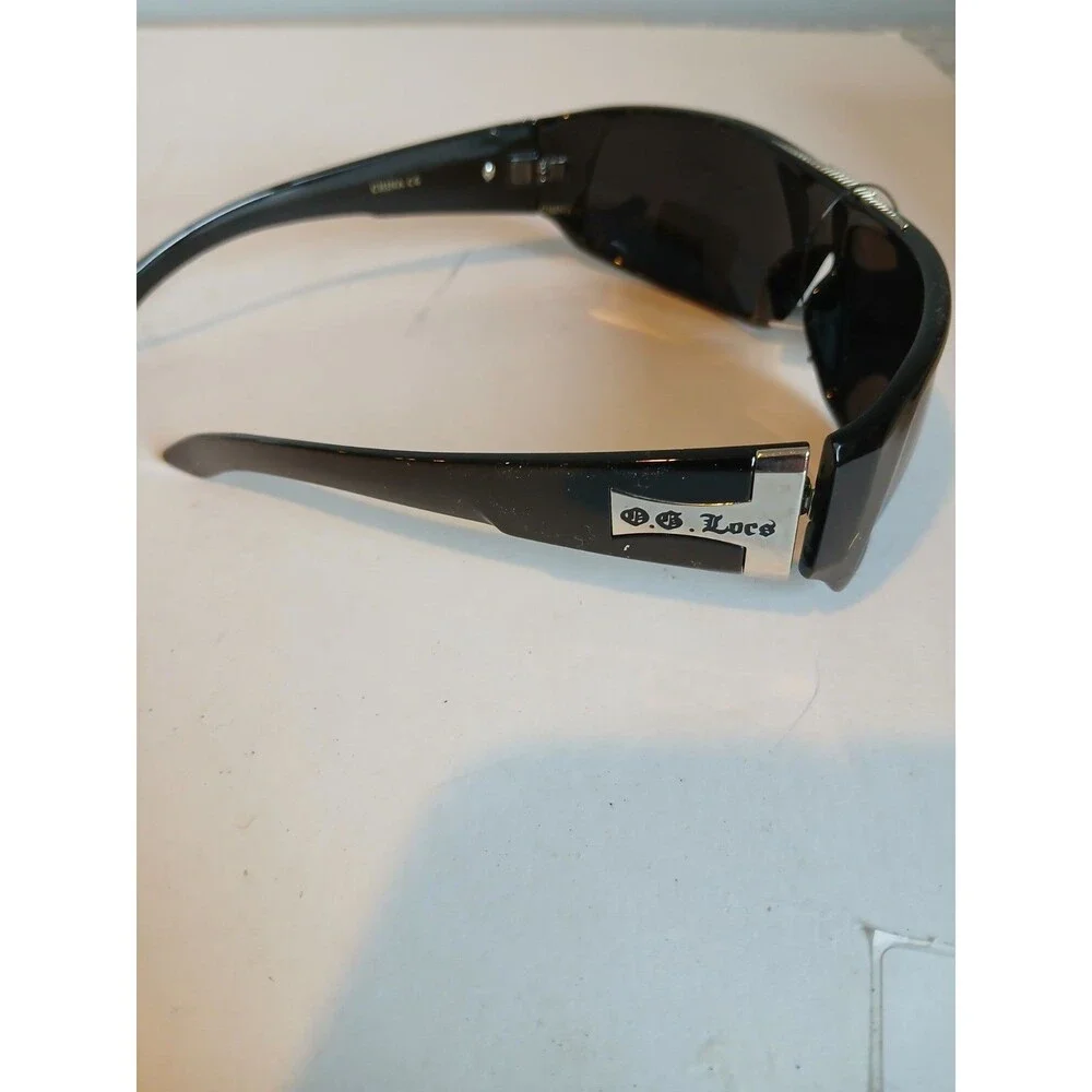 LOCS Rectangular OG Gangster Cholo BLACK Sunglasses Biker Shades Hardcore